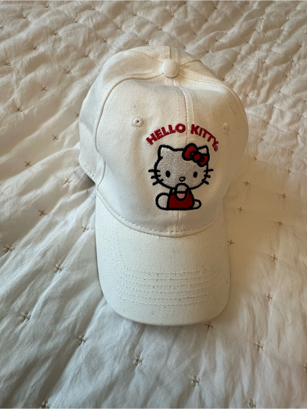 Hello Kitty White Cap with Red and Black Embroidery